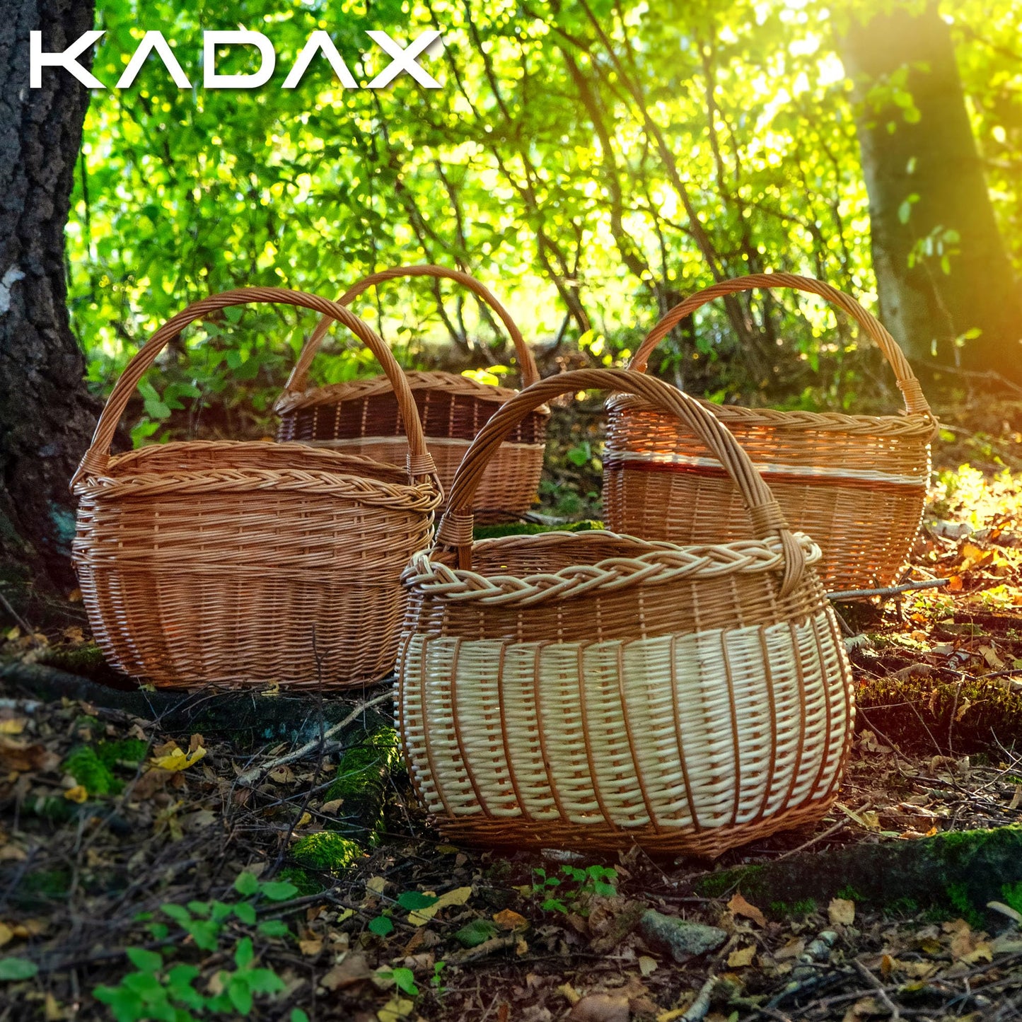KADAX Willow Basket for Mushrooms, Oval Basket for Shopping, Sturdy Picnic Basket with Handle, Bottle Basket, Garden Basket, Carry Basket (Brown, 41x25x44cm)