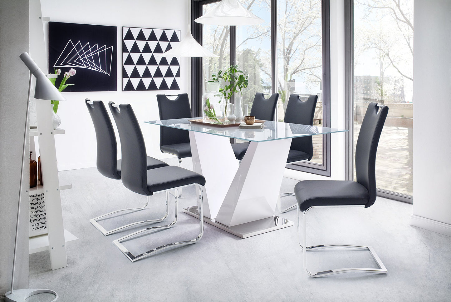Robas Lund, chair, dining chair, swing chair Cologne, set of 2, black, 57 x 43 x 100 cm.