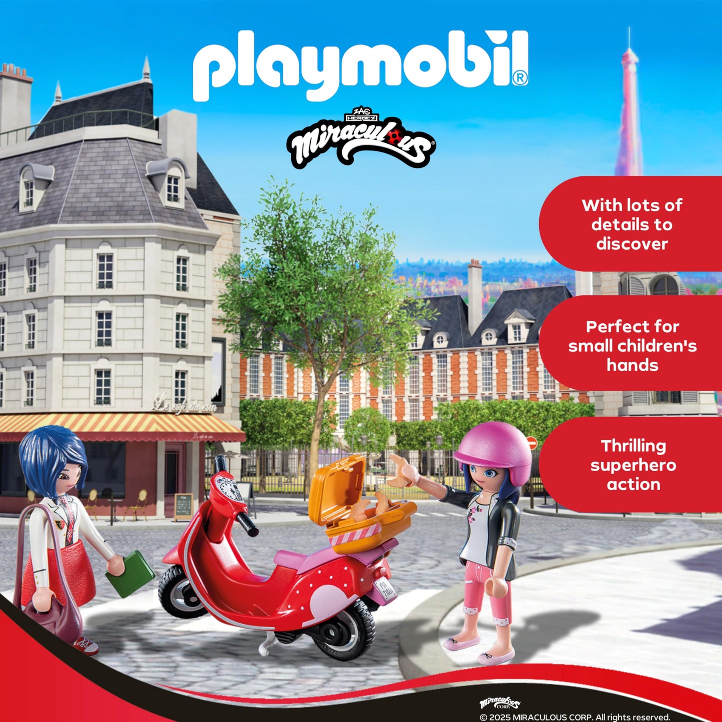PLAYMOBIL | Miraculous | Roller Ride through Paris | Toy for kids aged 4 and up | Promotes creativity & role play | Includes figure with accessories & detailed set | 71864