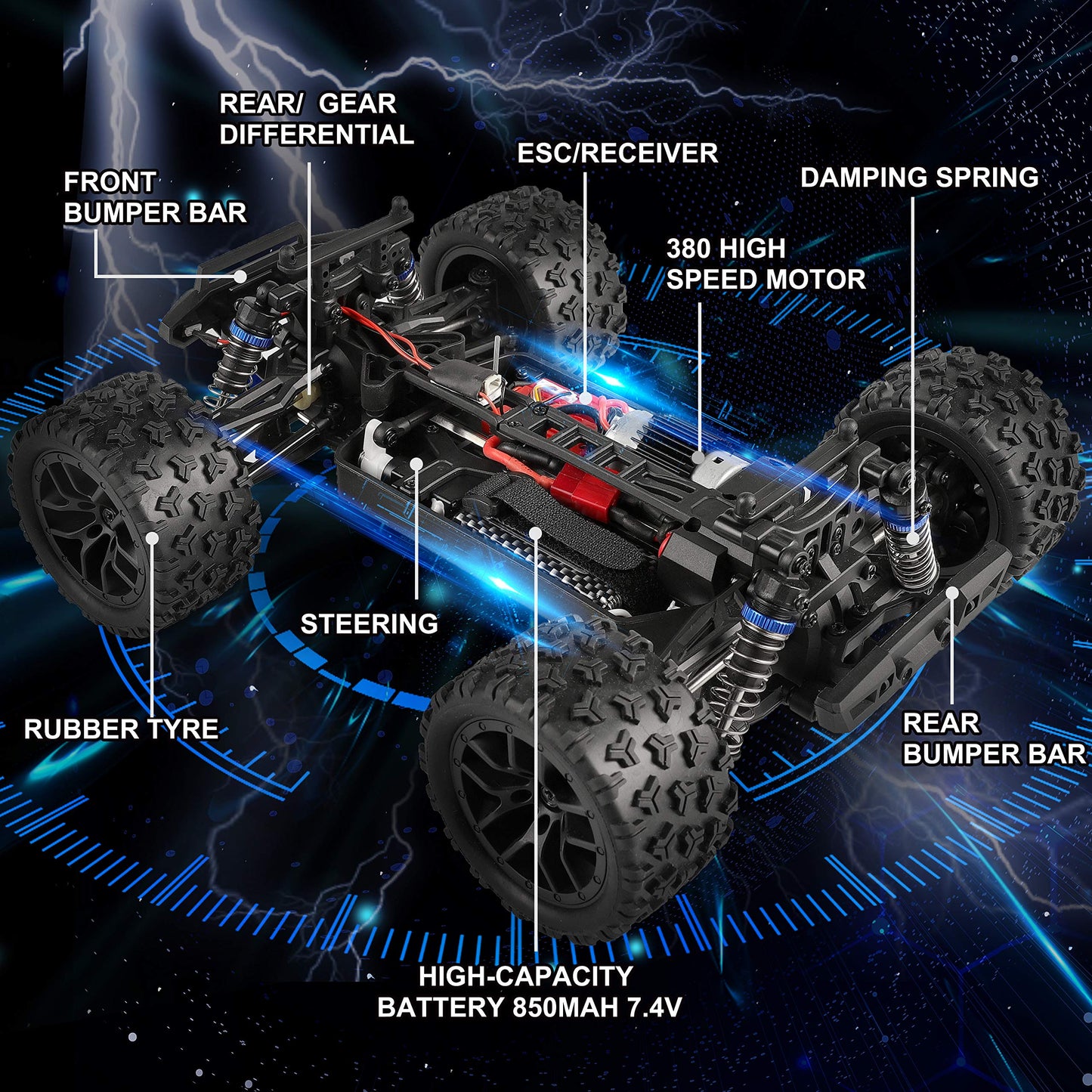 HAIBOXING Remote Control Car 4WD RC Car 36 km/h High Speed 1/18 Monster Truck 2.4GHz All Terrain Waterproof Racing Car Off-Road Vehicle, Crawler Toy Gift for Kids Adults