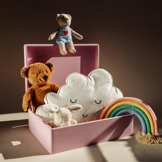 Creative Deco XL Pink Large Wooden Box with Lid | 40x30x14 cm (+/- 1cm) | Memory Box Baby Wood Box with Lid Painted Case | For documents, toys, Christmas | RAW & UNSANDED