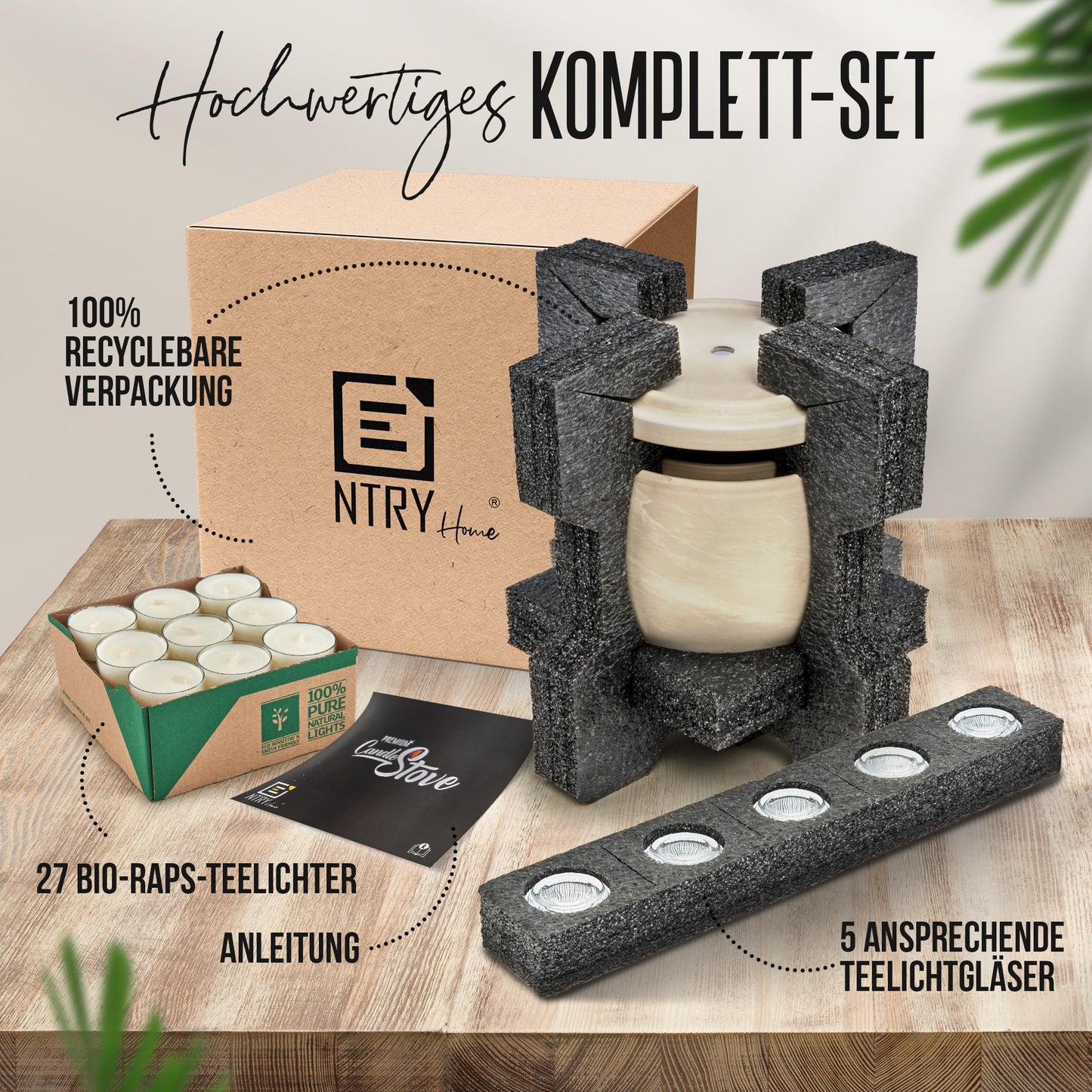 NTRY Home® CandleStove Tealight Stove - Style Moon M Ø20 cm - Double-walled - Tealight Heater - Candle Stove - Table Stove - Table Heater - Table Warmer