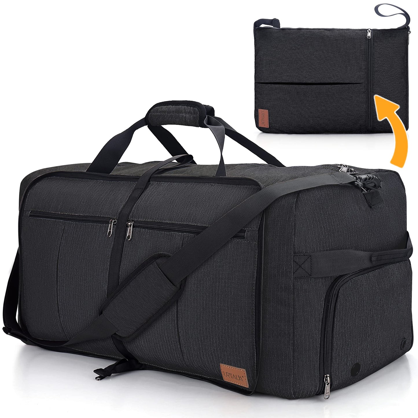 Urtala Foldable Travel Bag for Men & Women, 100L Large Weekender Overnight Bag with Shoe Compartment, Waterproof Carry-on Bag/Sports Bag