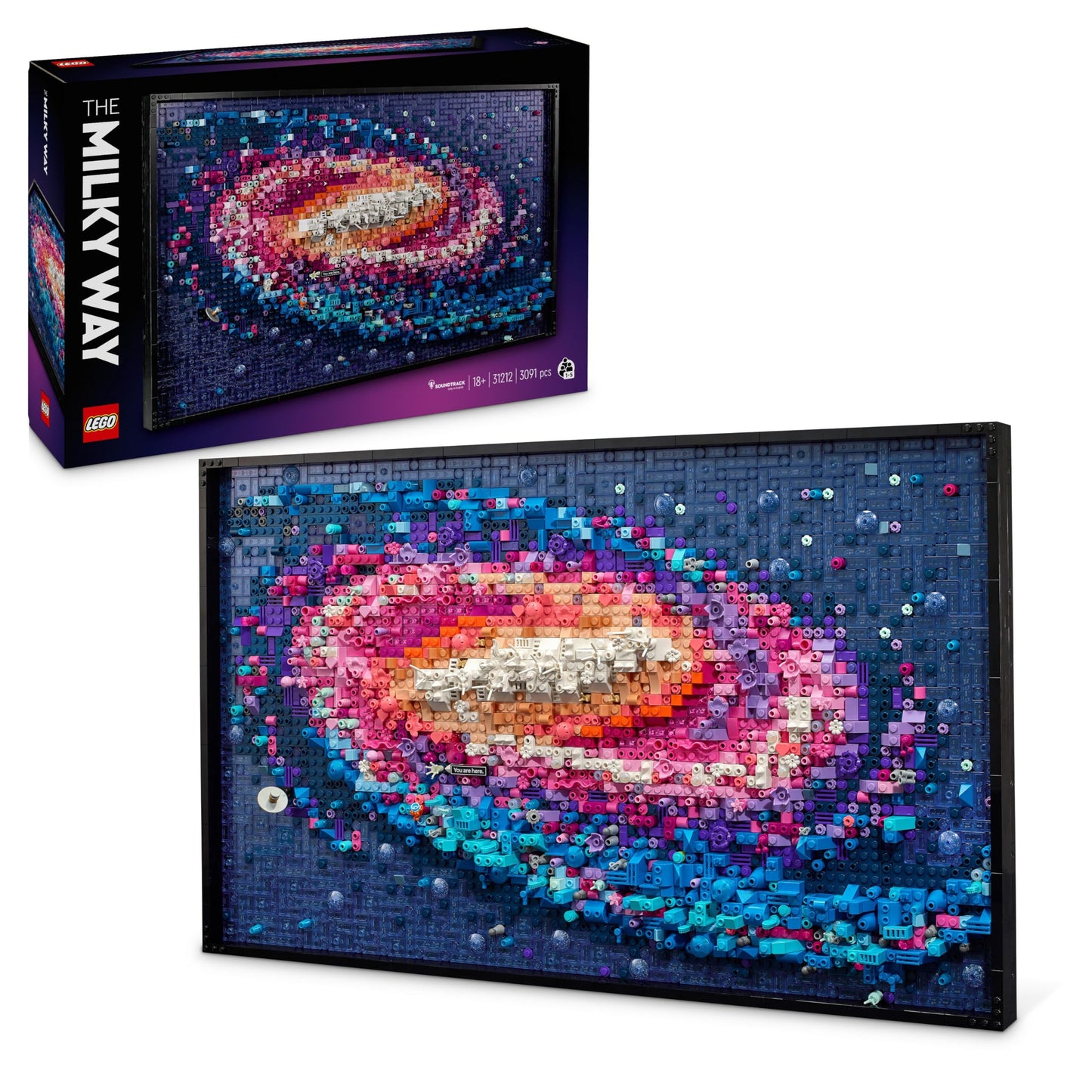 LEGO Art The Milky Way Galaxy, wall decoration, gift for space and astronomy fans, building set for adults, creative activity, solar system and constellations, wall art for the living room 31212