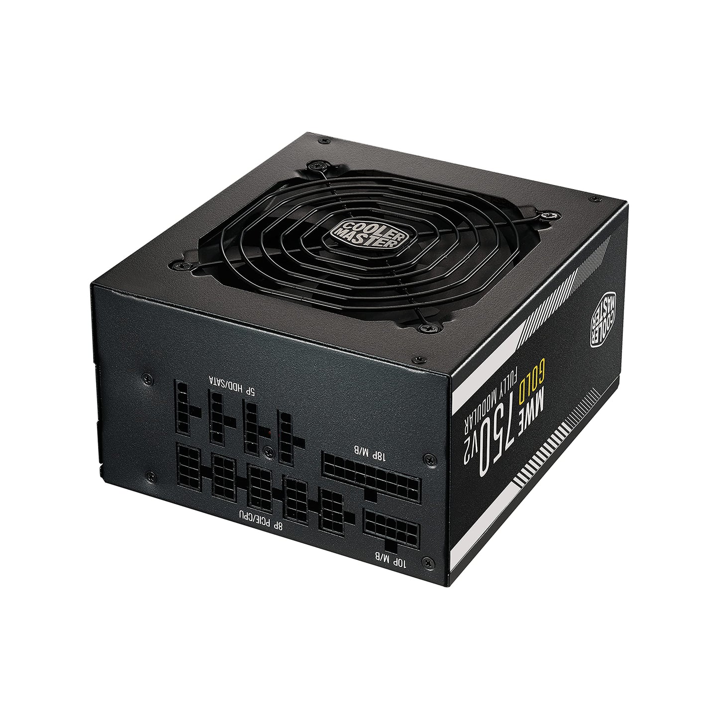 Cooler Master MWE 750 Gold V2, Modular PC Power Supply (EU Plug), 80 Plus Gold, 750 Watt PSU with Flat Cables, 120mm HDB Fan, Temperature Threshold 50°C