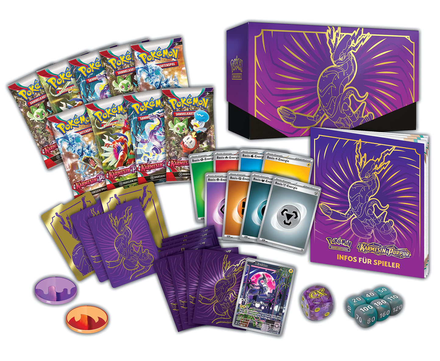 Pokémon Trading Card Game: Top Trainer Box Crimson & Indigo (Miraidon) (9 booster packs & premium accessories)