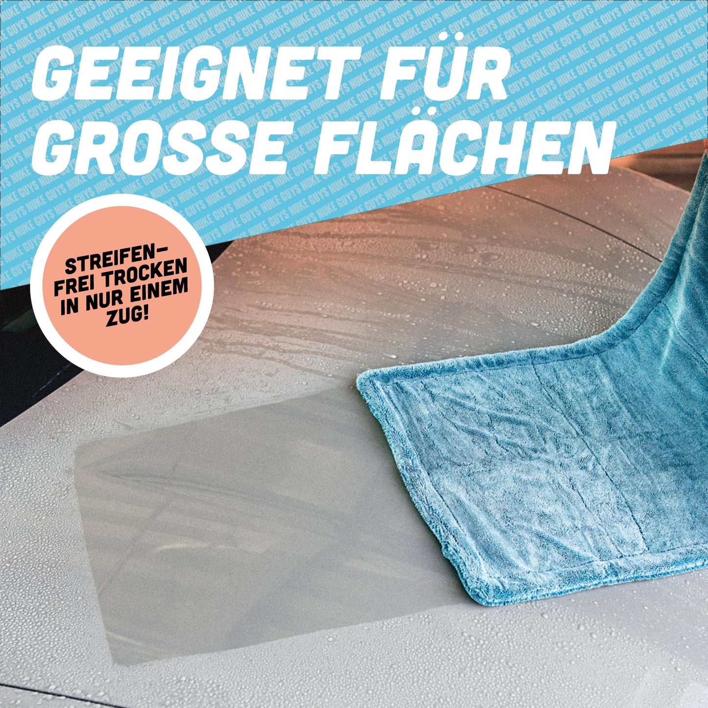 Nuke Guys Gamma Dryer XXL | Ultra absorbent drying towel 1400 GSM blue 50x80cm | Lint-free, soft rounded fibers, scratch-free, extra large | Premium microfiber cloth for car motorcycle bicycle