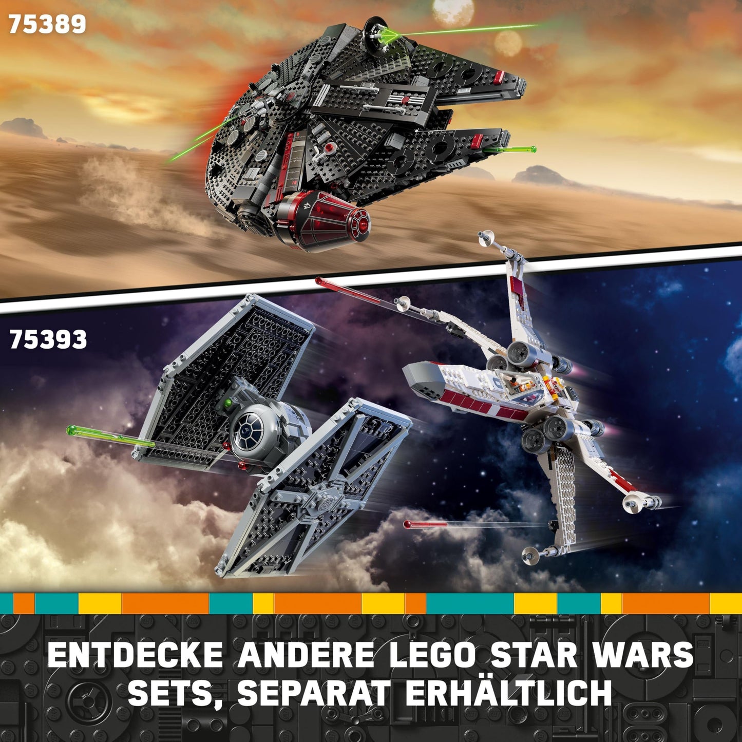 LEGO Star Wars 75389 The Dark Falcon - Display toy with spring-loaded shooters, cannons, and 6 minifigures, including C-3PO - Gift for boys aged 10 and up and adults.