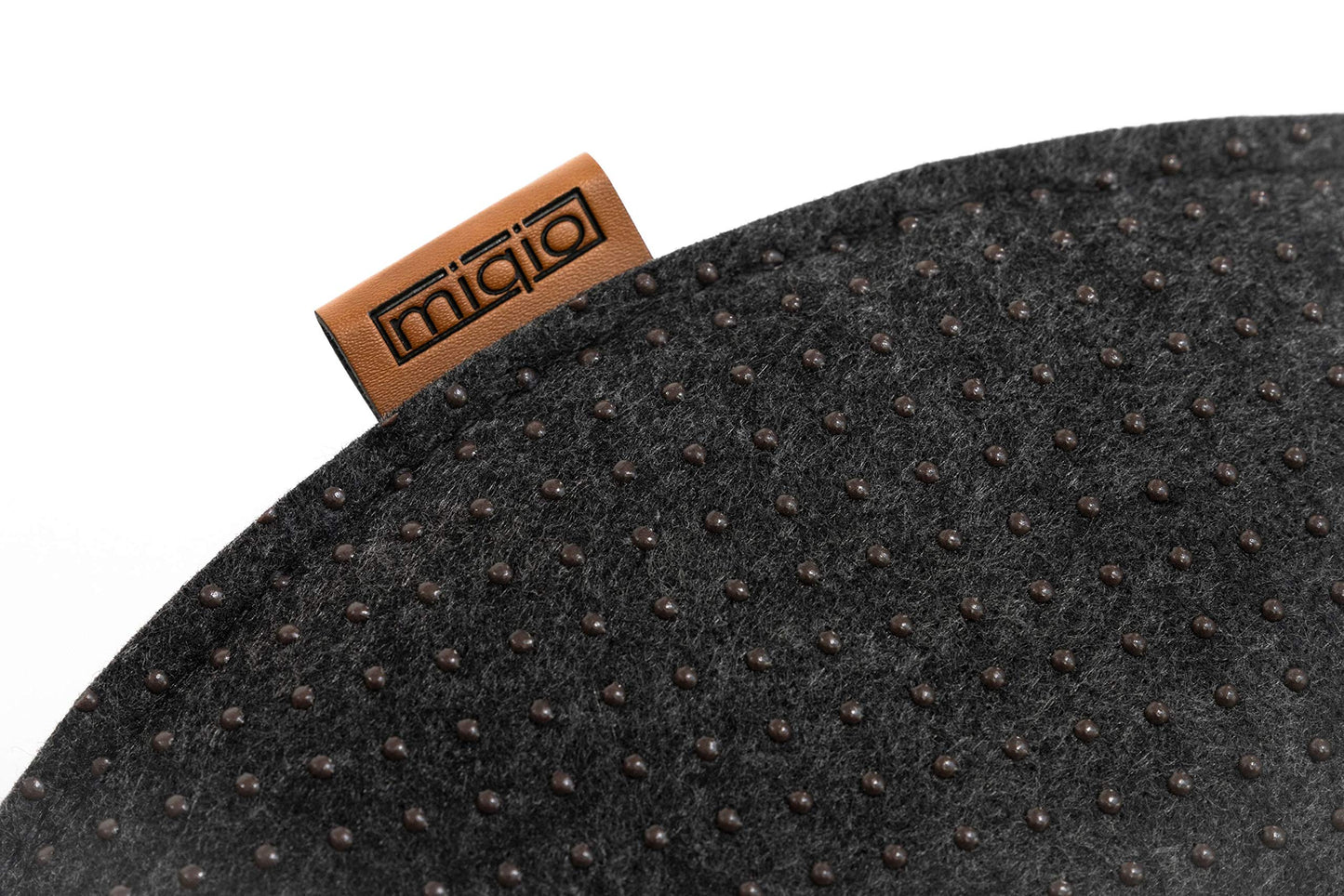 Miqio Design Felt Seat Cushion Round with Non-Slip Dots | 35cm | Set of 4 | Indoor and Outdoor | Sustainable made from recycled PET bottles | Washable Chair Cushions Non-Slip | Dark Grey