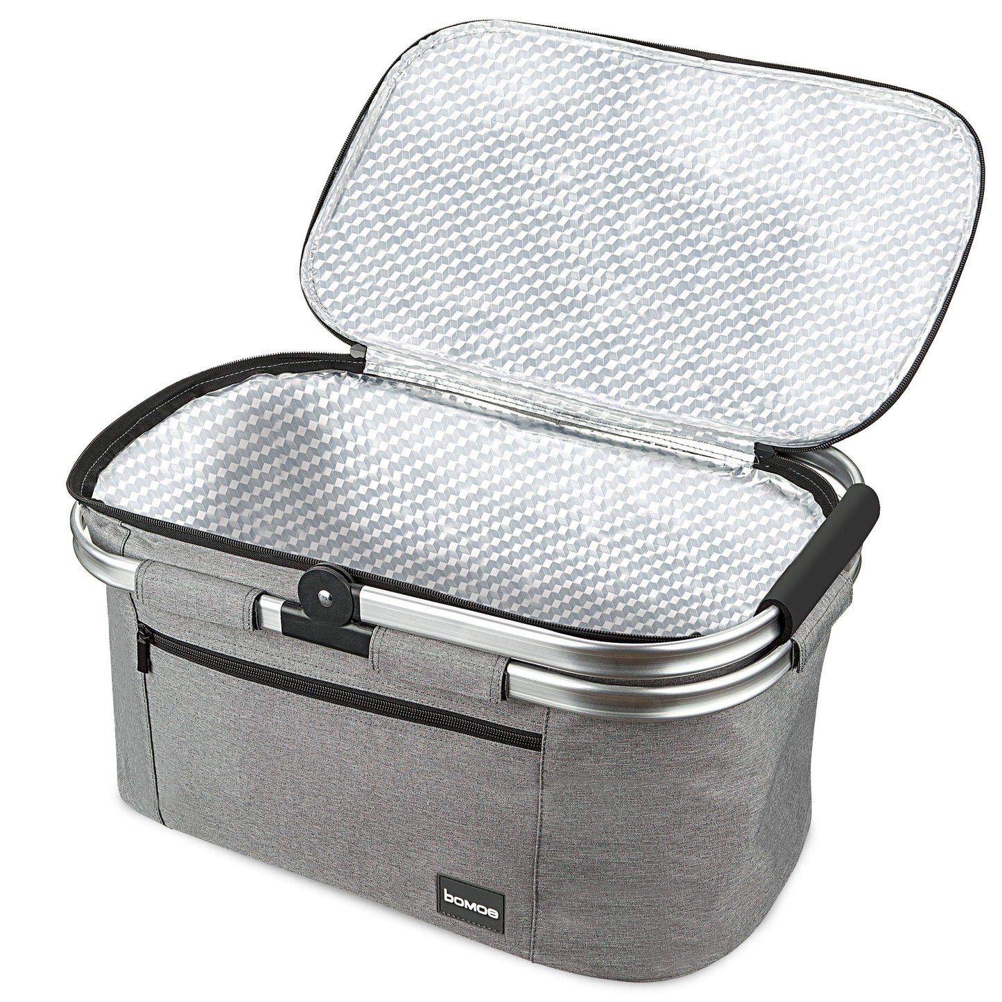 Bomoe 32-liter collapsible cooling basket - shopping basket with 2x cool packs for on the go - outdoor picnic basket waterproof with 16h cooling function foldable carrying handle cooler bag - Icebreezer K47