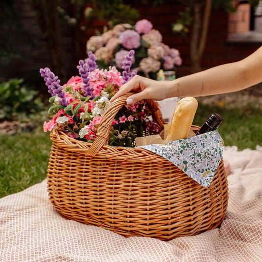 Creative Home Large Picnic Basket Wicker Basket with Handles Shopping Basket Car Basket | 45 x 32 x 34 cm (+/- 1 cm) | Large, Lightweight | Natural Brown | Handwoven | Versatile, Durable Easter Basket Woven