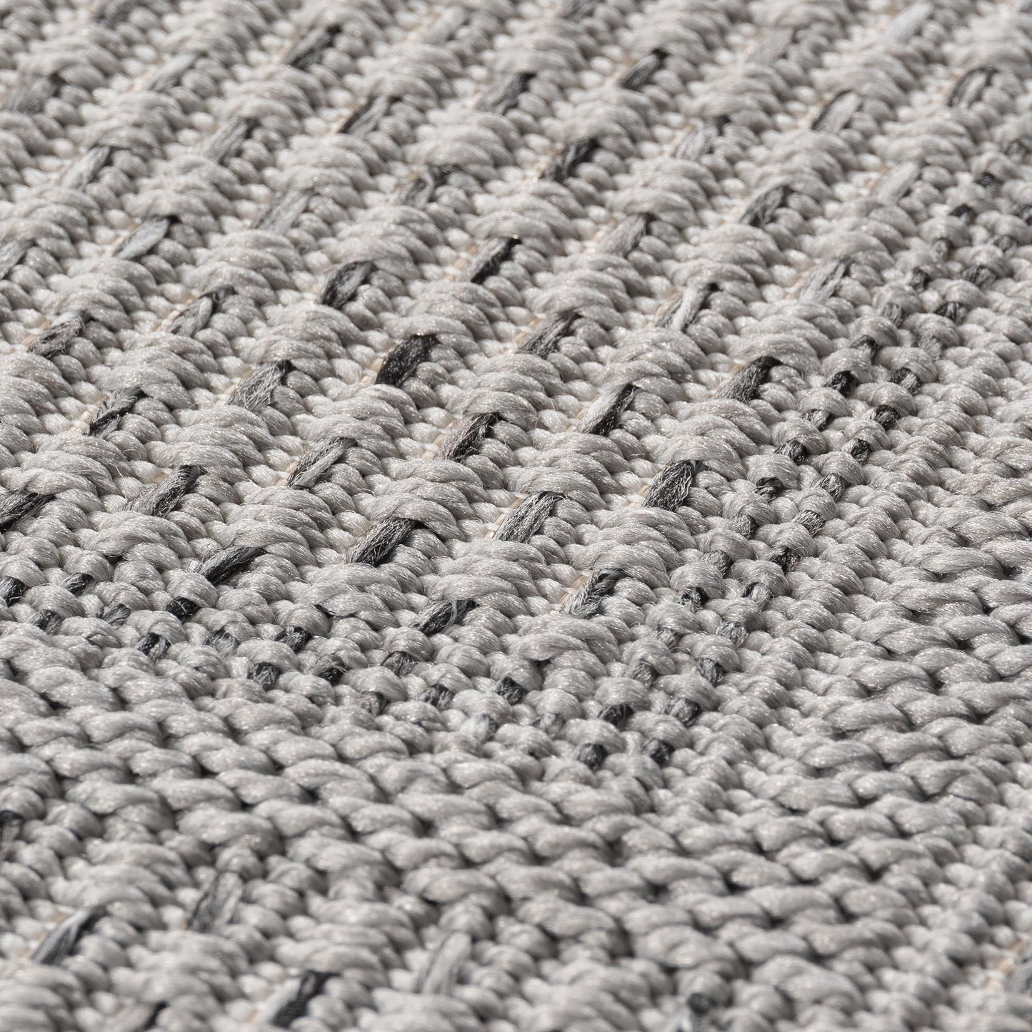 SIMPEX Outdoor Rug Weatherproof Grey 200x290 cm, UV-resistant, perfect for kitchen, balcony, terrace, garden, living room, dining room, Solid design with border, Easy to care for