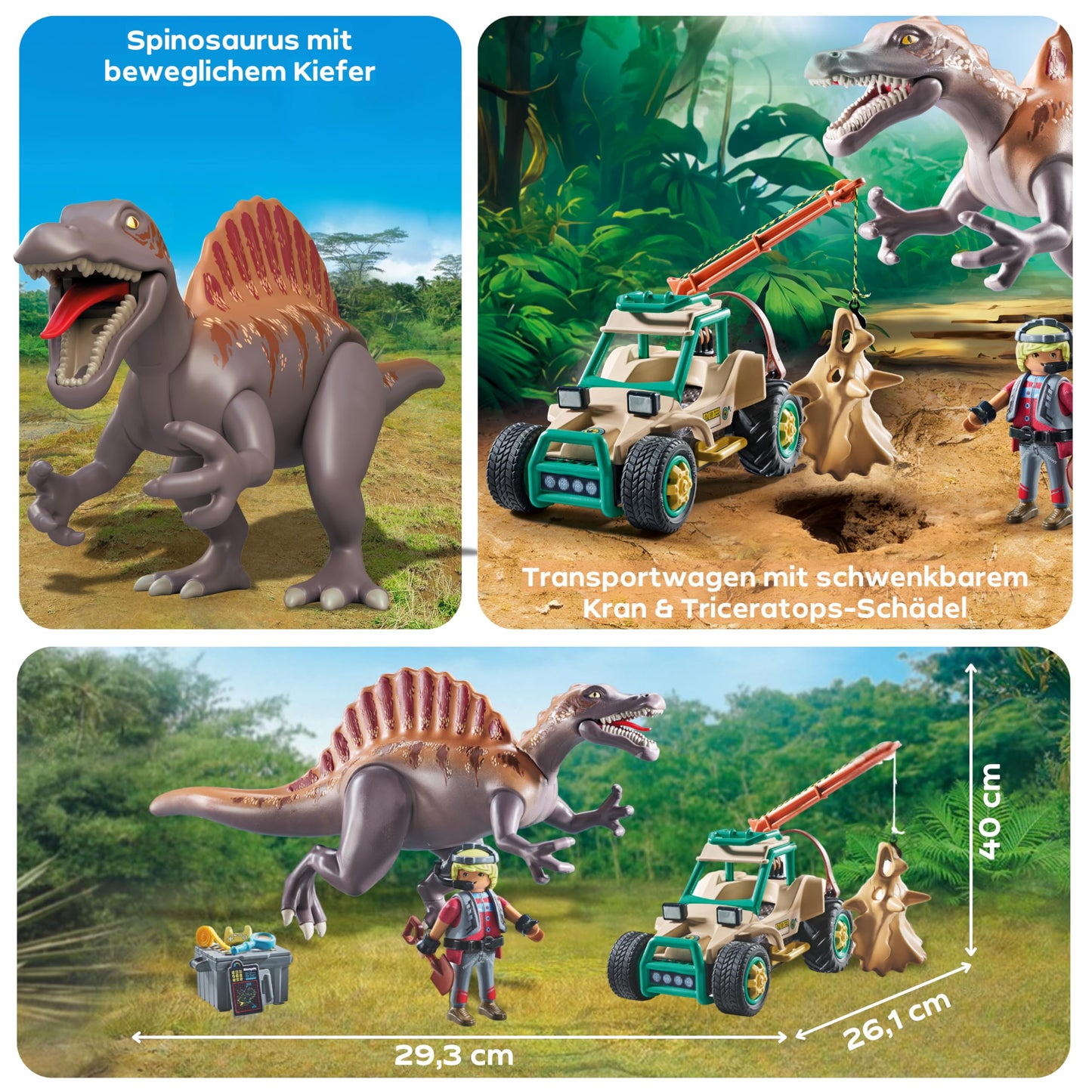 PLAYMOBIL | Dinos | Spinosaurus Attack on Dino Excavation | Dinosaur Playset | Action Toy | Adventure Toy for Kids 4+ | 71820