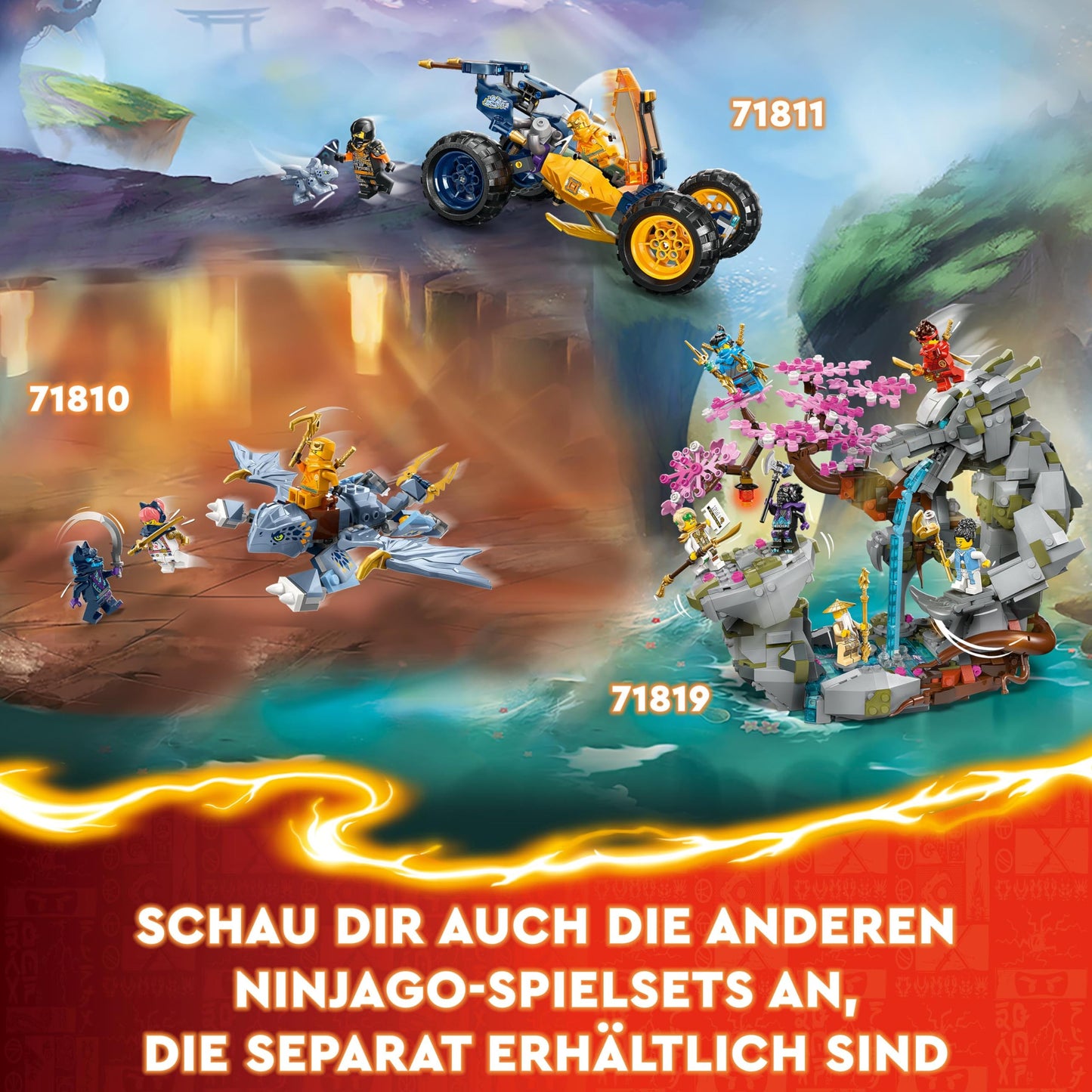 LEGO NINJAGO Kai's Ninja Climbing Mech set, ninja toy with buildable action figure and 4 mini-figures, adventure set for kids, birthday gift for 9-year-old boys and girls 71812.