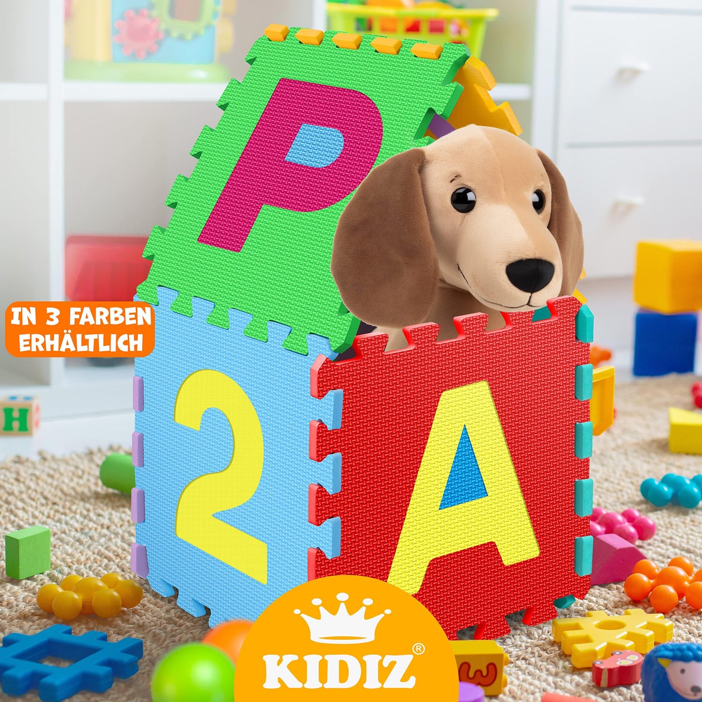 KIDIZยฎ play mat 86 PCS play carpet puzzle mat children's carpet protection mat children's play carpet foam mat ABC learning carpet puzzle carpet puzzle numbers letters size per mat approx. 31.5x31.5cm colorful