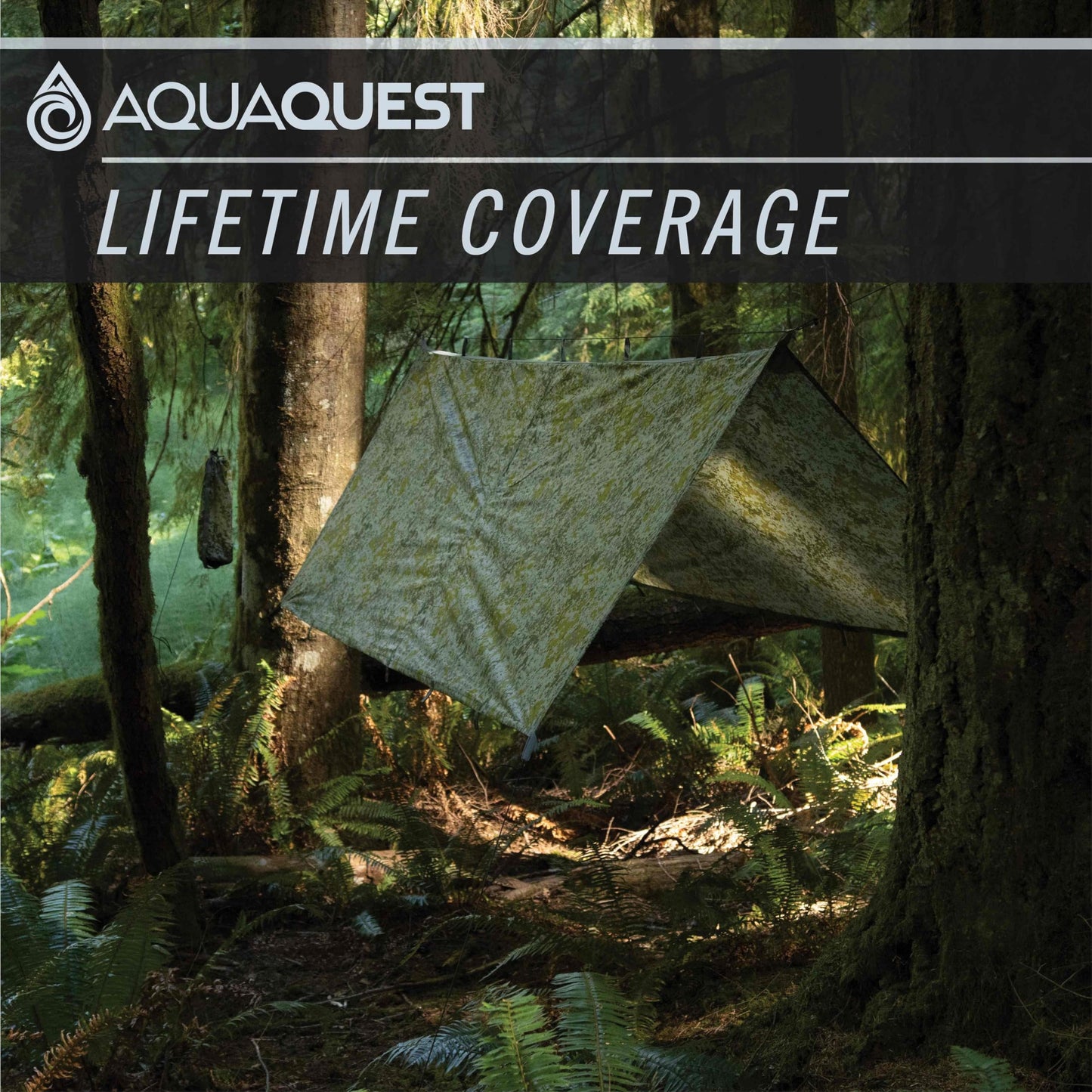 AquaQuest Safari waterproof camping tarp - Lightweight sunshade or rain shelter - Hiking, backpacking, & hammock, 6 x 4 m Olive Green