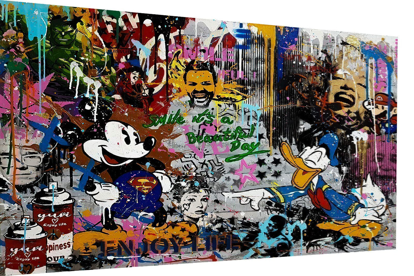 Magic Canvas Art Mickey Mouse Donald Duck Pop Art canvas picture 1-piece High-quality art print wall art - B8351, Material: canvas, Size: 120x80 cm