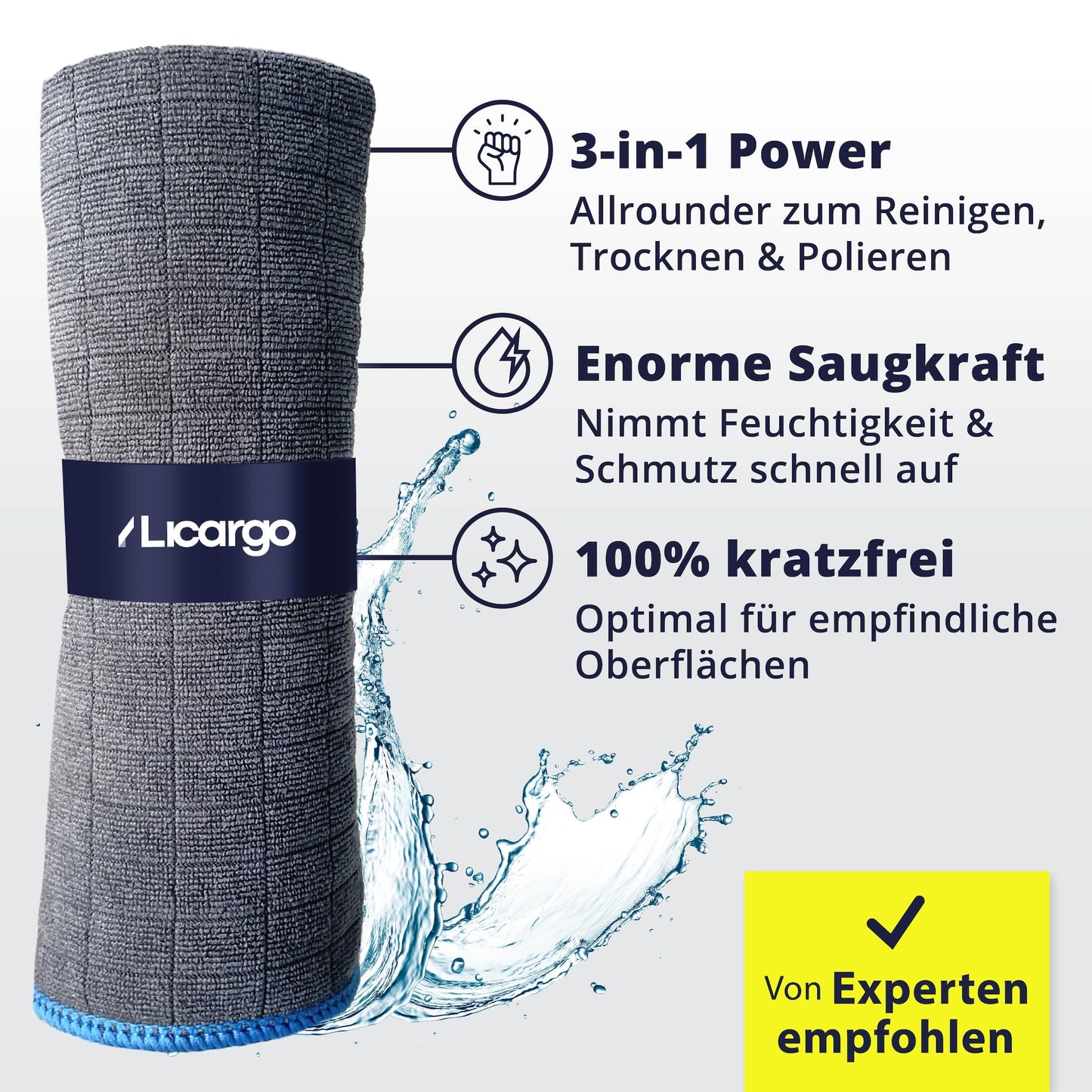 LICARGO Microfiber Towels Car Set 380GSM - 24 Pieces - 40x40cm - Cleaning Cloths for Car Cleaning - Polishing Cloth - Lint-Free Microfiber Towels for Car, Motorcycle & Household, Microfiber Cloth Car Care