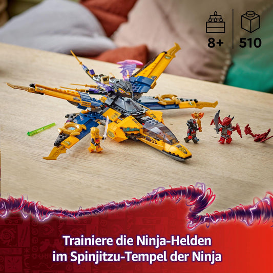 LEGO NINJAGO Rass and Arin's Super Storm Fighter - Toy with drone, shooters, blades, and engines - Includes 3 minifigures for ninja role play - Building set for boys and girls aged 8+ 71833