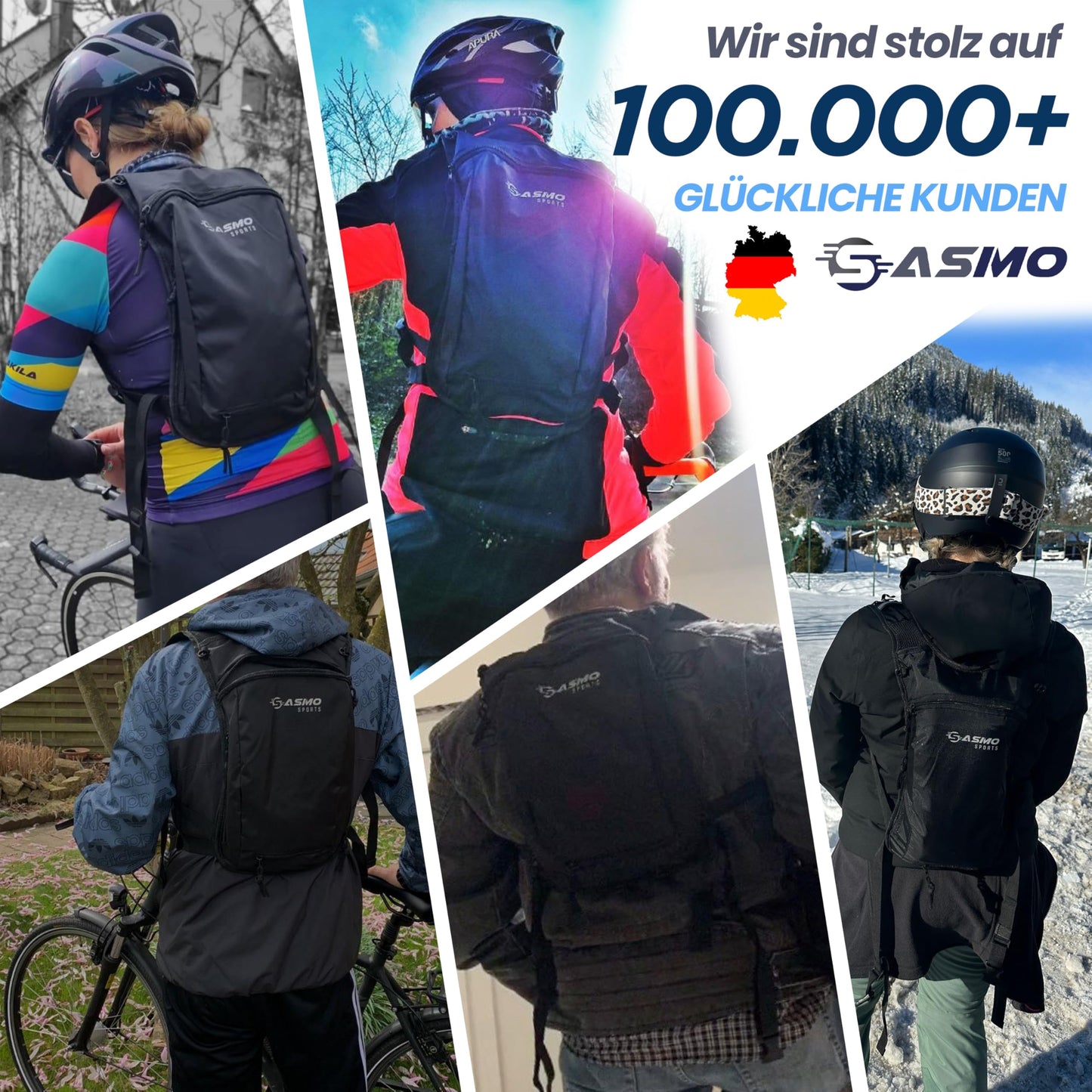SASMO® Bike backpack 20l with thermal compartment & helmet net | MTB backpack | Bike backpack - incl. rain cover & phone pocket | Hydration pack bike backpack for men & women