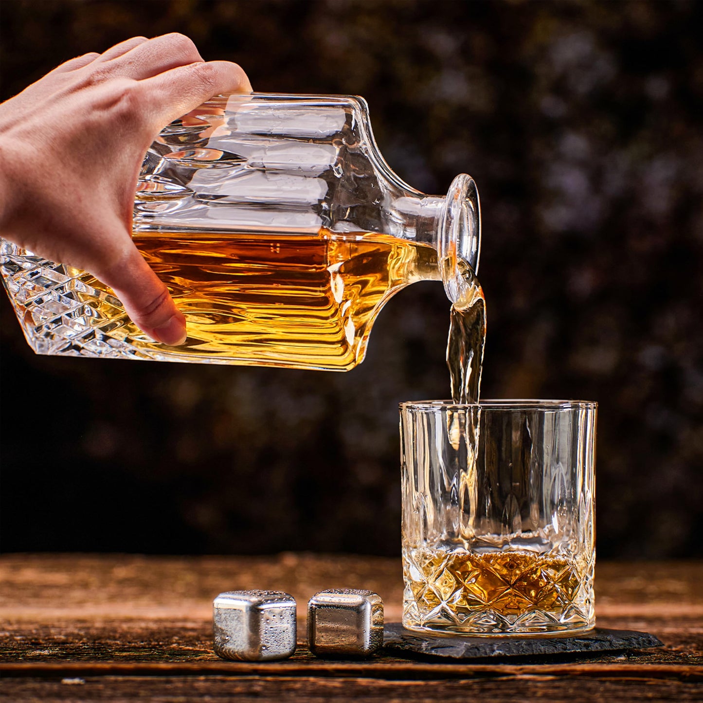 Whiskey Whiskey Glasses Set - Whiskey Gift Glass Set - Whiskey glasses - Gifts for Men - Men's gifts - Birthday gift for man - Gift box, 2 Rum glasses x 310ML, 4 Whiskey Stones