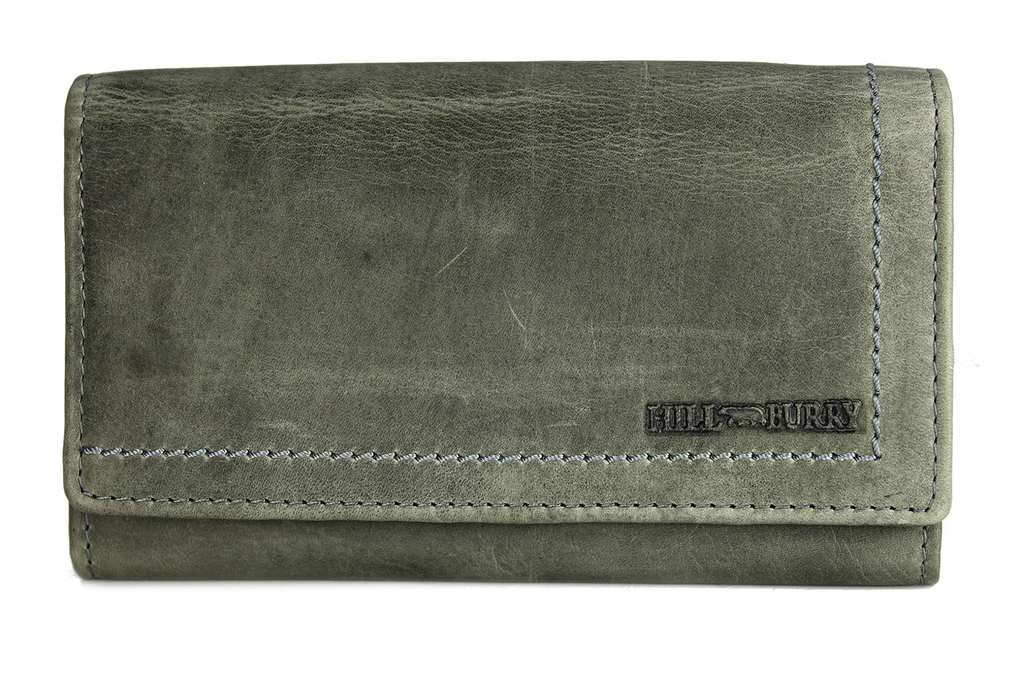 High-quality vintage leather women's wallet purse long wallet purse made of soft leather with RFID in grey - 17.5x10x3cm (W x H x D)