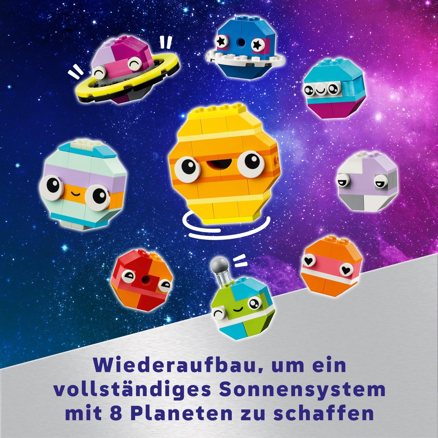 LEGO Classic Creative Space Planets, buildable solar system model for kids, space toy with rocket, spaceship, planets, and alien, gift for children, boys and girls ages 5 and up 11037.
