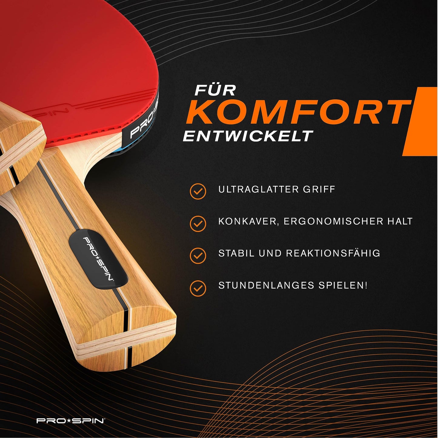 PRO SPIN Table Tennis Paddle - High Performance Ping Pong Set | Premium Table Tennis Rackets, 3-Star Table Tennis Balls, Compact Storage Bag | For Indoor & Outdoor