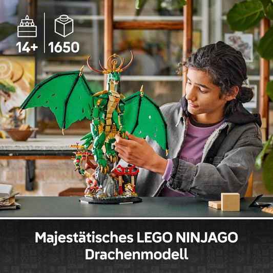 LEGO NINJAGO Guardian Dragon Building Set - Featuring Dragon Figure, Master Wu Minifigure & Stand - Building Toy for Boys age 14+ & Teens 71847