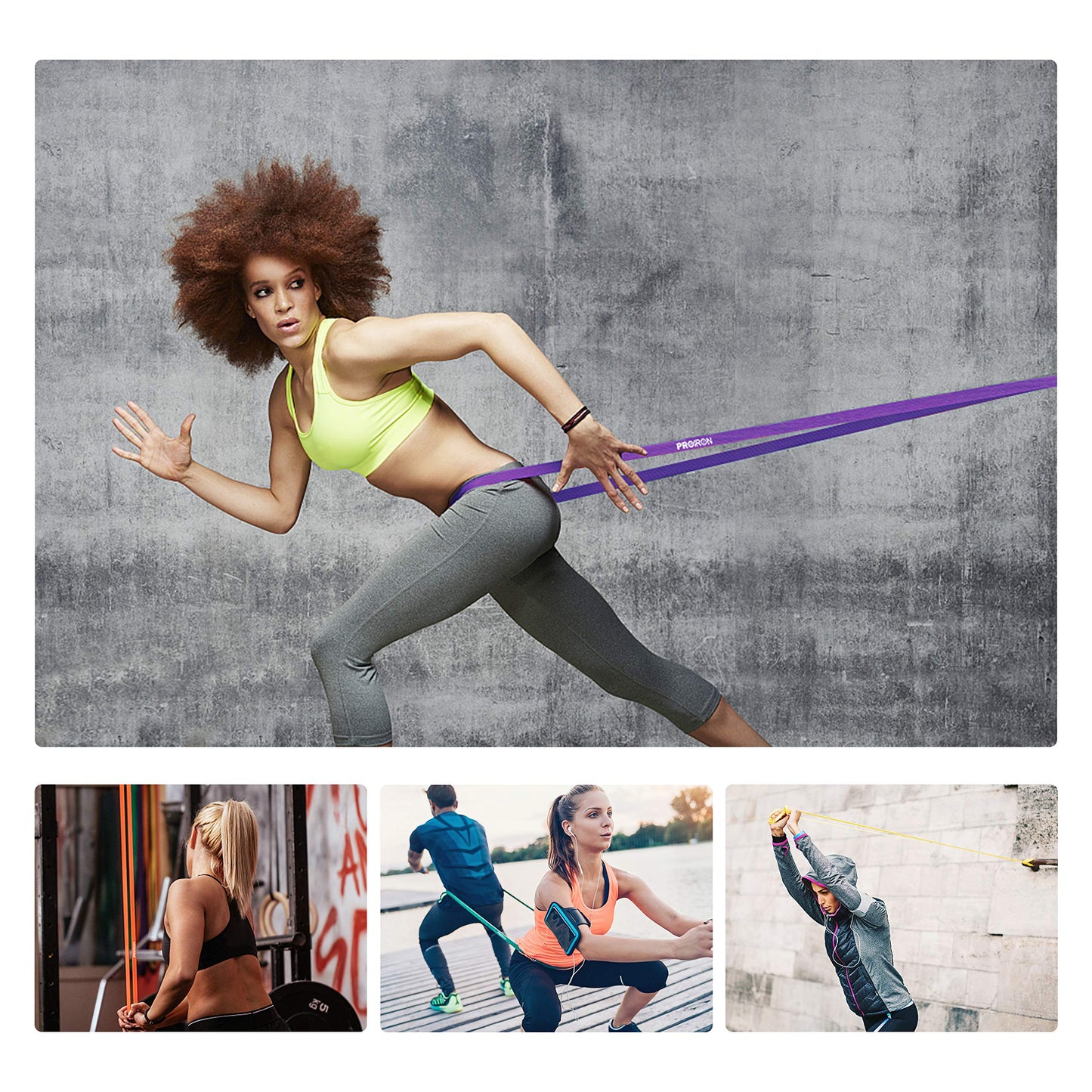 PROIRON Resistance Bands, Set for strength training, Pull Up Fitness bands, bands for strength training for Fitness/Sport/Muscle building/Pull-up/Yoga/Crossfit - A 3-piece set (Yellow+Purple+Red)