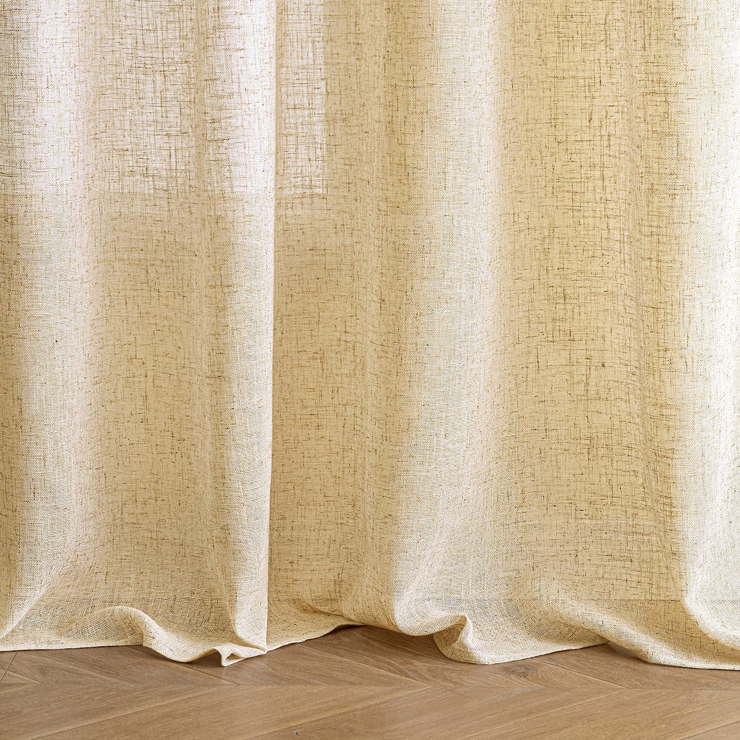 EMEMA curtains Linen curtain with eyelets Voile curtain Linen look Modern semi-transparent for living room decorative curtain children's room tab top curtain kitchen curtains 2 pieces set 140x215cm (WxH) Beige