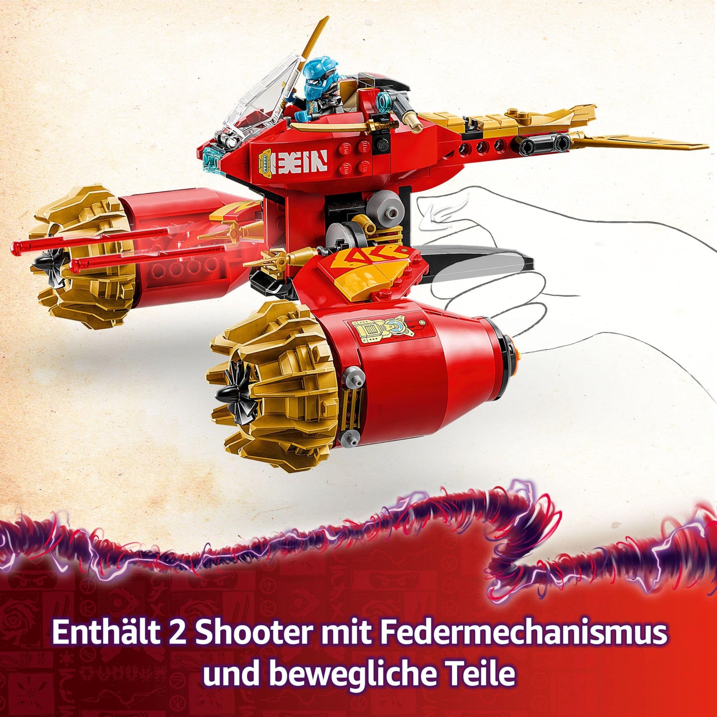 LEGO NINJAGO Kai's Stormbringer Mech - Flying motorcycle toy with 3 minifigures - Mech with posable head, arms, and legs - Building toy - Gift for boys & girls ages 7+ 71830