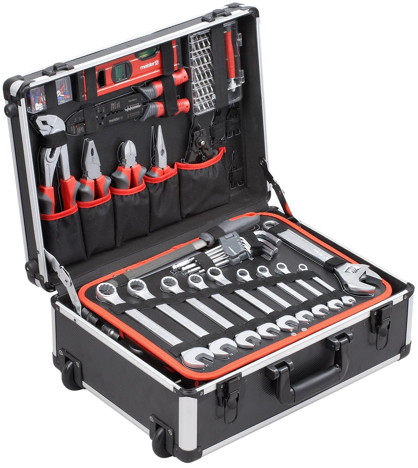 Master tool trolley 156 pieces - tool set with wheels & empty tool box - 460 x 320 x 140 mm - individual compartment layout