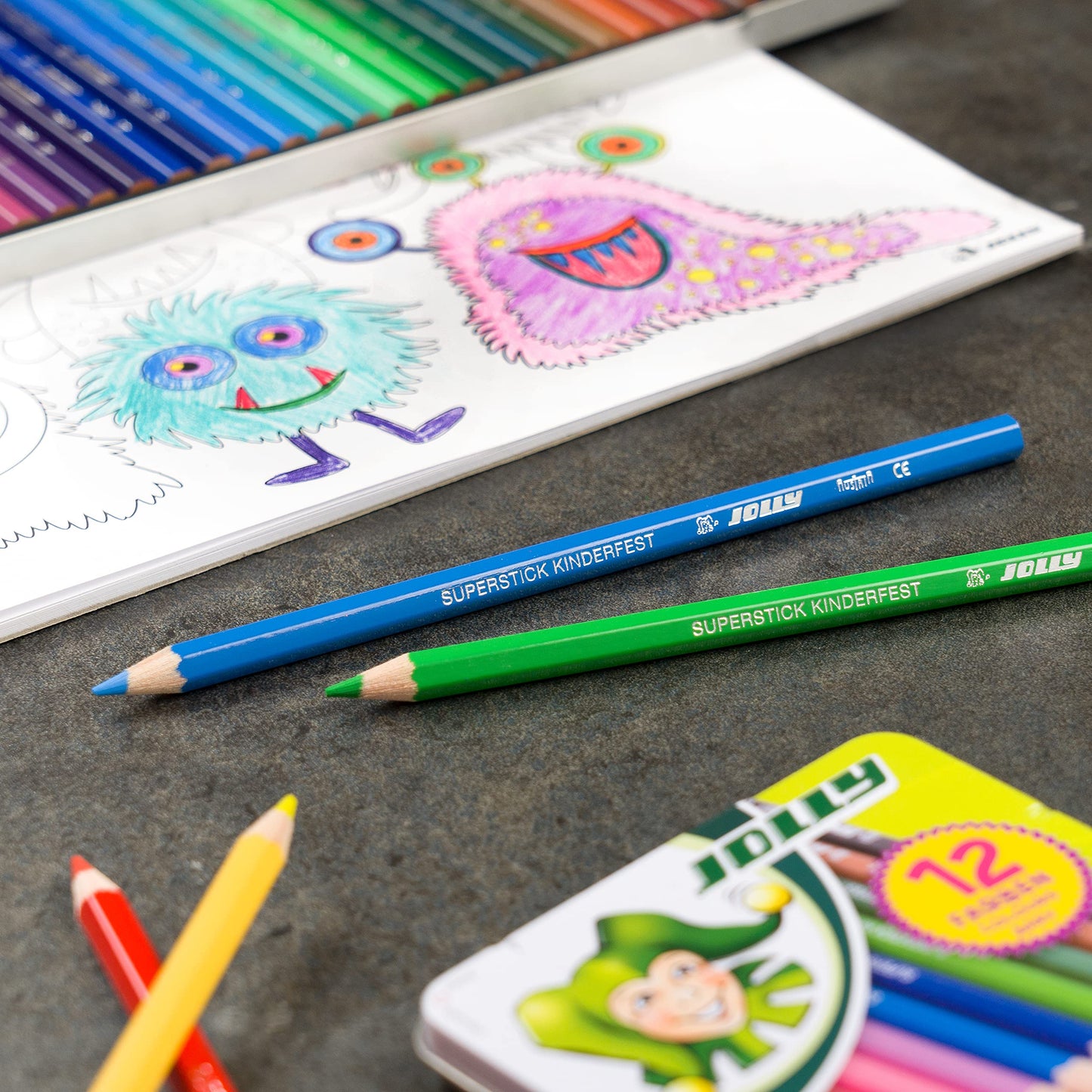 JOLLY Supersticks colored pencils Children's party | Break-resistant & non-toxic colored pencils | Made in Austria | 24 pencils