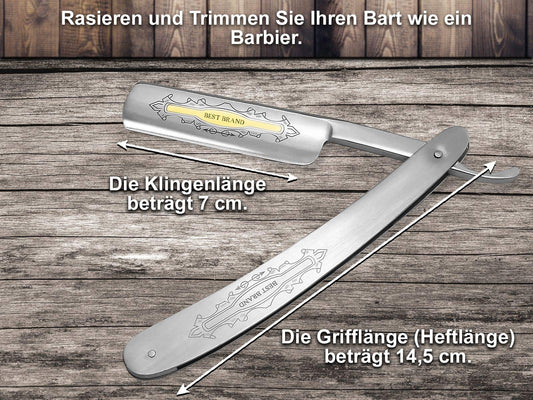 Gift Set Straight Razor Set Paste from Solingen with professional combination leather and cotton strop and a stainless steel razor from InstrumenteNrw based in Germany