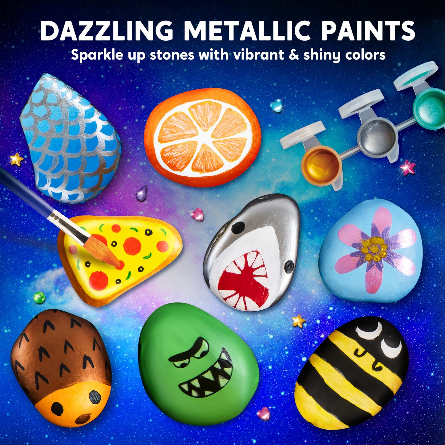 JOYIN Stone Painting Kit Craft set for kids aged 6-12, Creative rock painting, Stone painting set for kids, Crafting gift for girls ages 6-12, Glow in the dark, Halloween gift