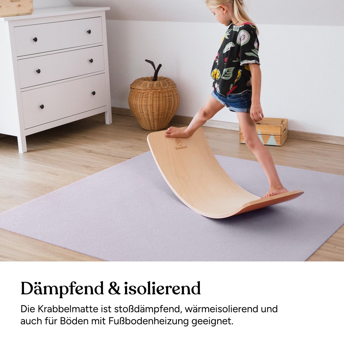 Honored Child® Made in Germany Anti-Slip Crawling Mat Oeko-Tex Mats | Playmat Baby | Size 120x120cm GRAY