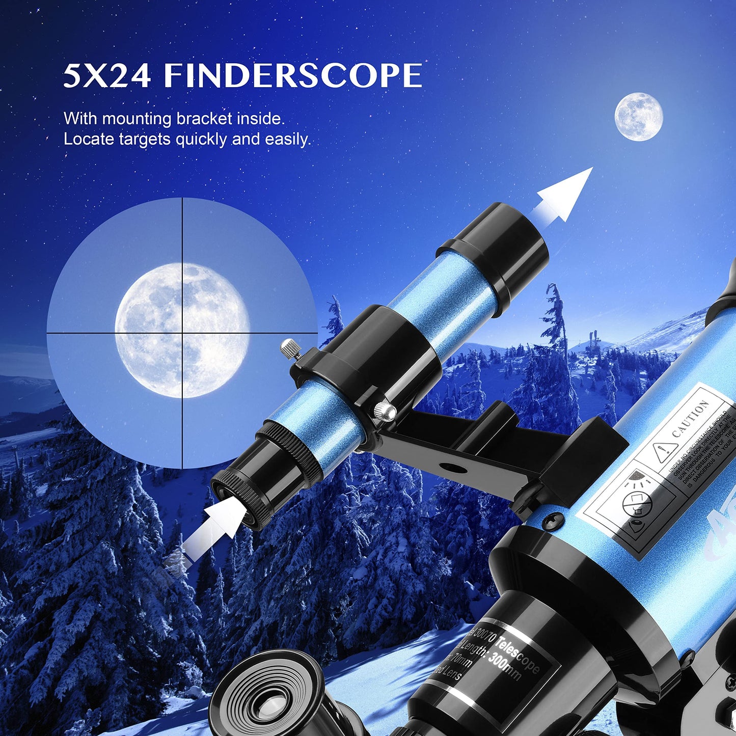 Aomekie Telescope for Kids Beginners 70MM Astronomy Telescope with Smartphone Adapter Aluminum Tripod Barlow and Erecting Eyepiece