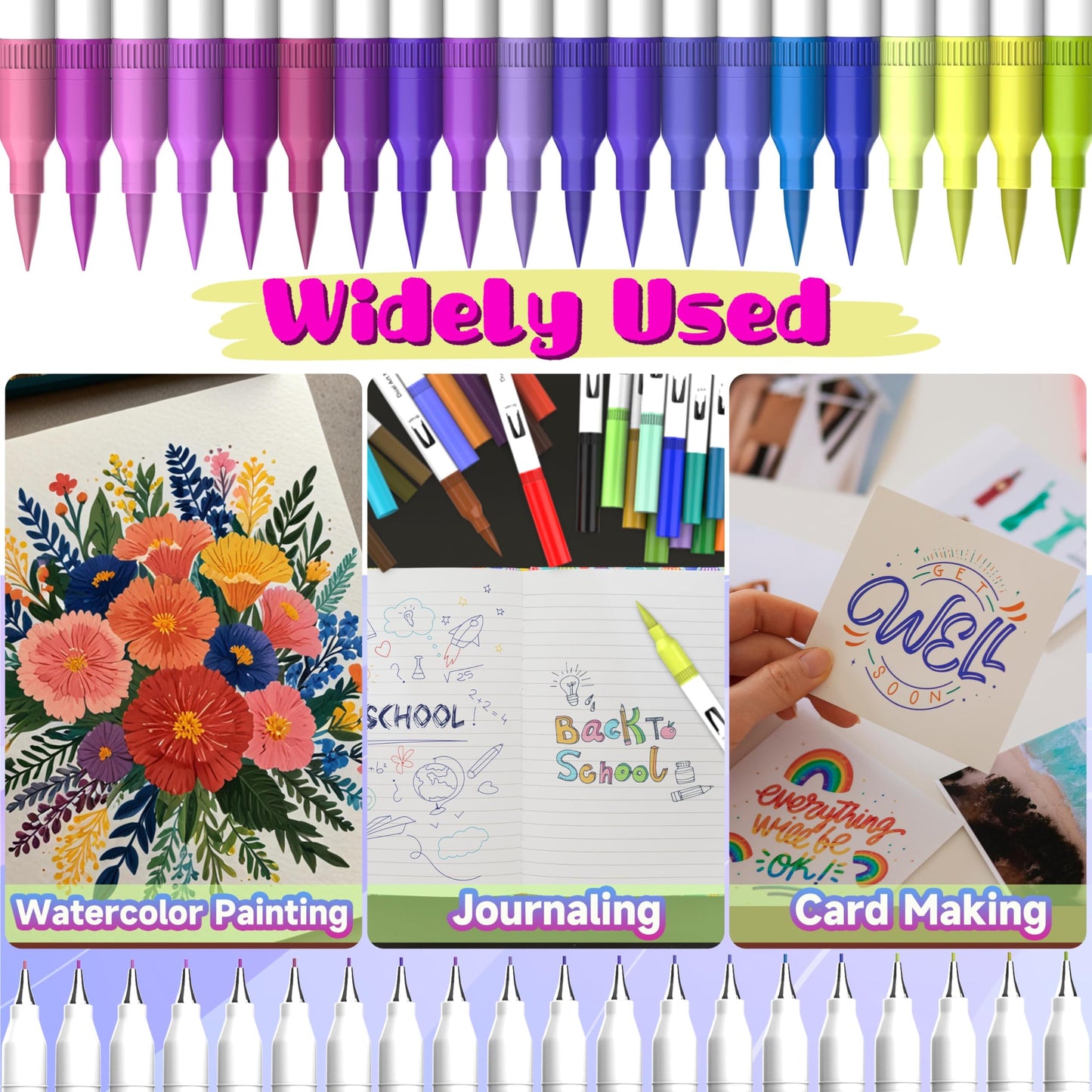 Halobios 120 Colors Dual Brush Pen Set, felt tip pens for kids and adults, coloring books, sketching, drawing, calligraphy, greeting cards - gift set