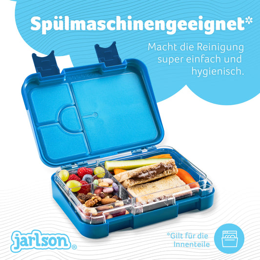 Jarlson® Lunchbox for Kids with 6 compartments TONI - Leak-proof Bento Box - Snack box for kindergarten and school - Boys and girls - | Bread box | Snack box (Blue)