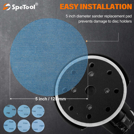 SpeTool Sanding Mesh 125mm Velcro 30 Pcs Sanding Discs Grit 120 Dust-Free Velcro Sandpaper for Wood, Drywall, Metal, Epoxy Resin