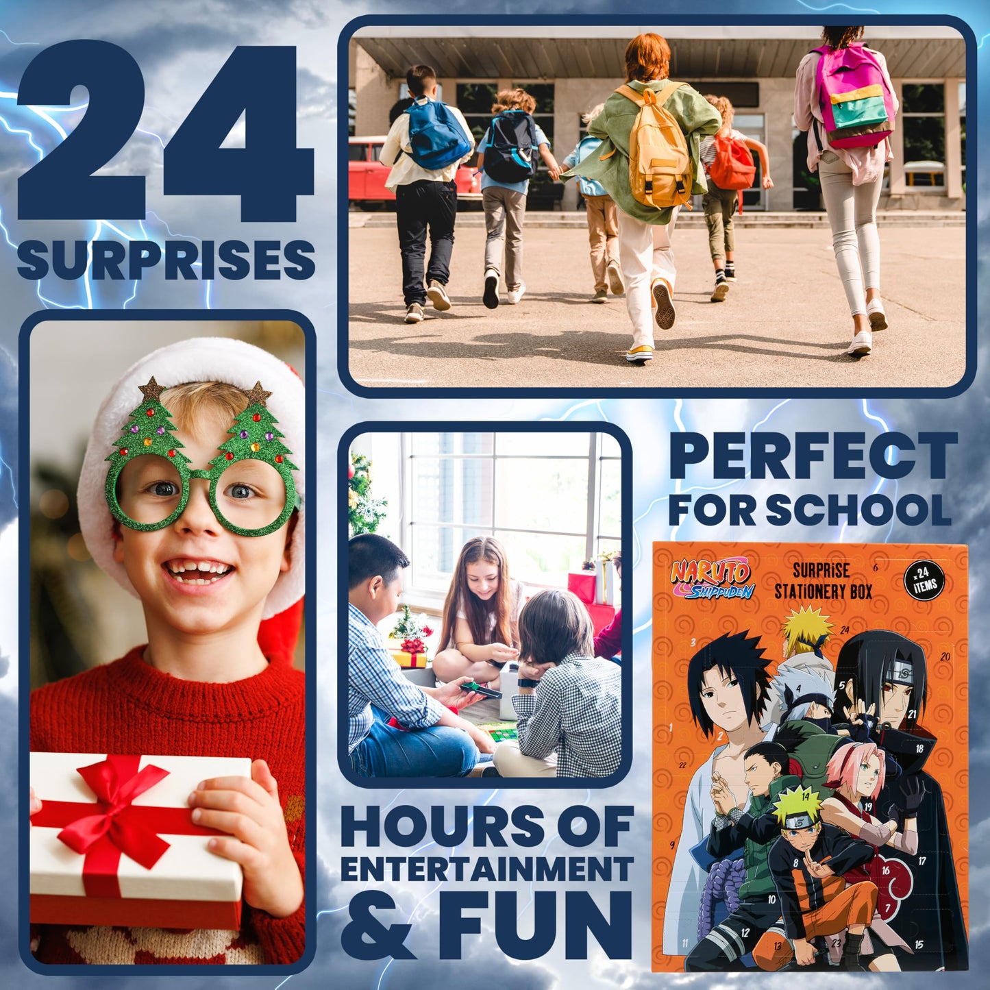 Naruto Advent Calendar 2025 Kids Teen Countdown Calendar with 24 Surprises Stationery Toys Kawaii Anime Gift (Orange)