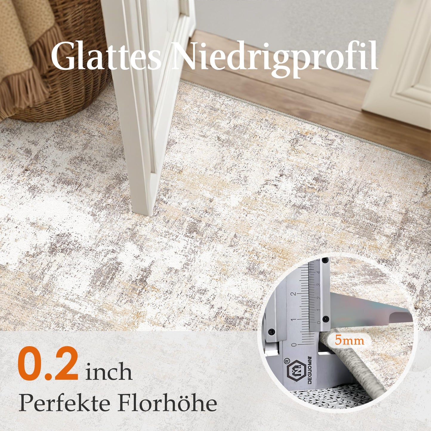 HUGEAR Washable Runner Rug Hallway 60 x 180cm Beige Grey Modern Abstract Kitchen Living Room Bedroom Carpets Rug Runner Non-Slip Low Pile Soft Hallway Runner Rug Bedside Rug