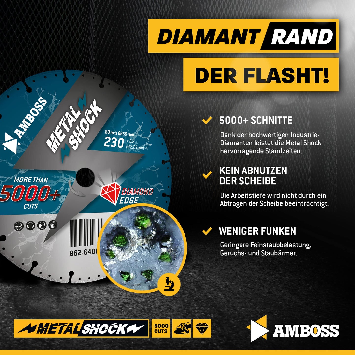 Anvil diamond cutting disc Metal Shock 5000+ for metal/steel/stainless steel - 230 x 2.2 x 22.23 mm
