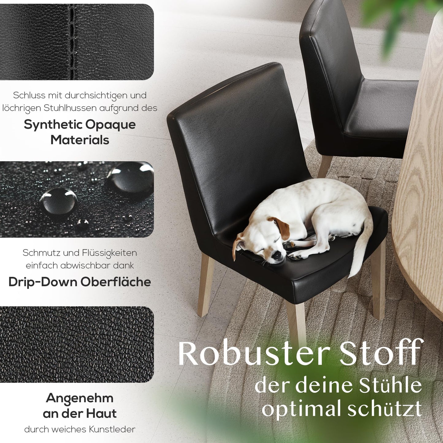 Innerspace chair covers set of 4 in black | opaque, water-repellent, elastic chair covers for children & pets | chair covers for cantilever chairs - choose set now!