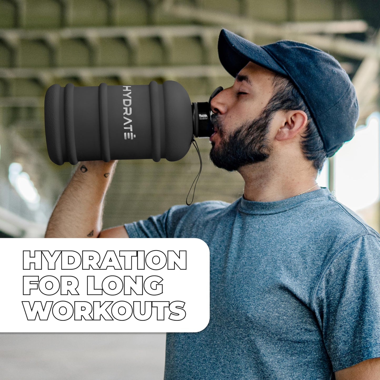 HYDRATE XL Jug, water bottle, BPA-free, leak-proof, flip lid, perfect for gym, sports, and on the go, clear water container, durable material, matte black, 2.2 l