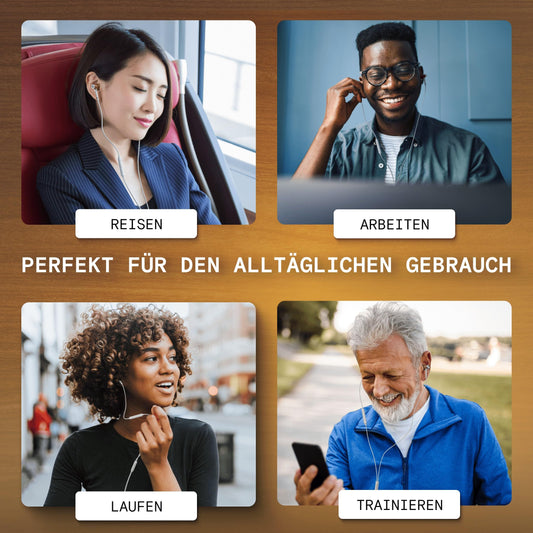 Symphonized® iPhone headphones with Apple MFI certification, wired headphones for iPhone, noise-cancelling in-ear headphones, 8mm bass, 3D sound from Bubinga wood, volume control for iPhone and iPad. NRG