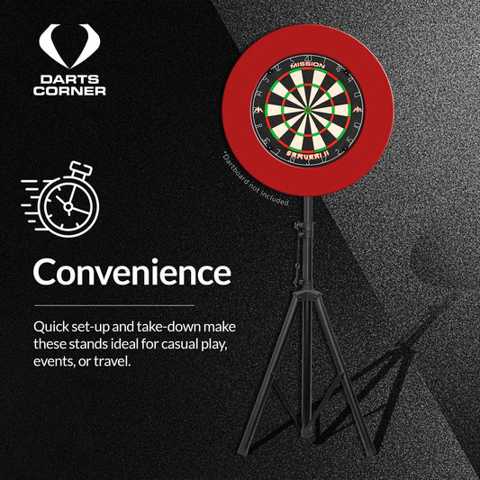 Darts Corner DM01 | Professional portable tripod for dartboard, travel stand for mobile dart gaming, Black