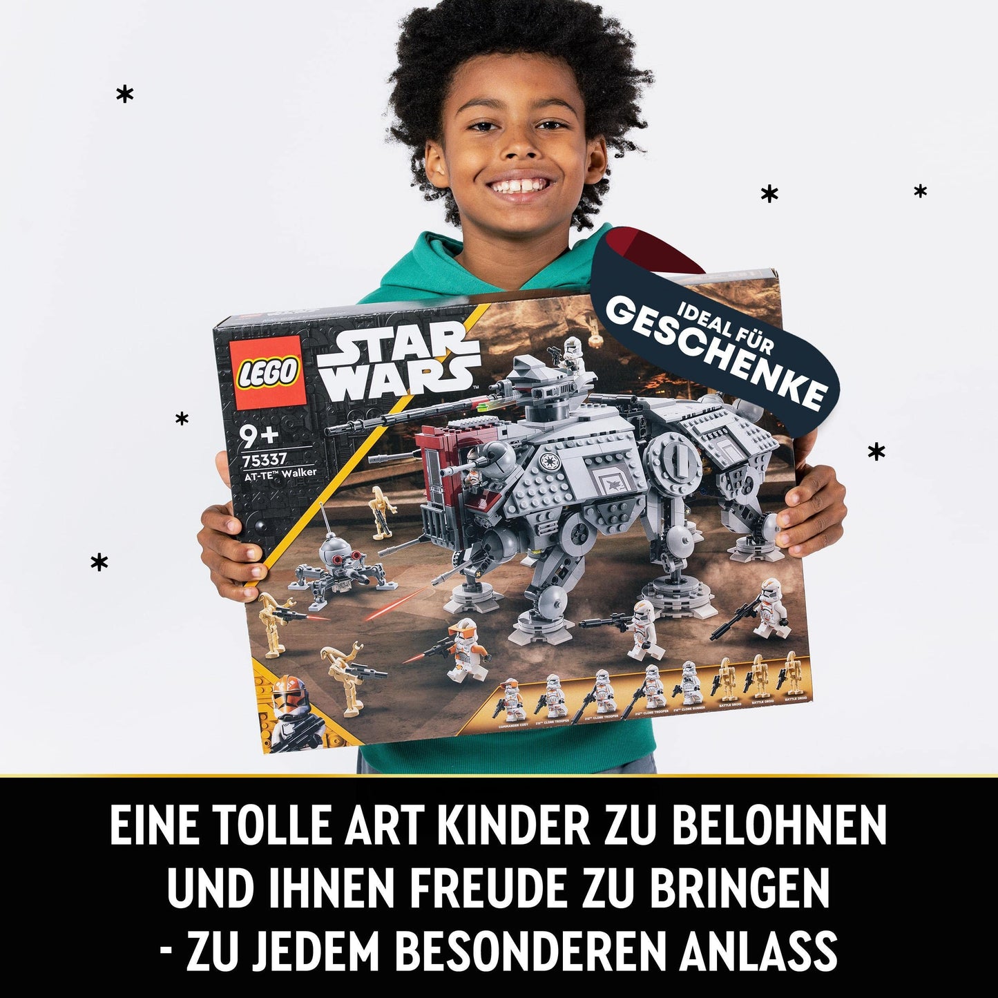 LEGO Star Wars 75337 AT-TE Walker toy with 3 minifigures from the 212th Clone Troopers, Dwarf Spider, and Battle Droid figures - Gift for boys aged 9 and fans of Revenge of the Sith.