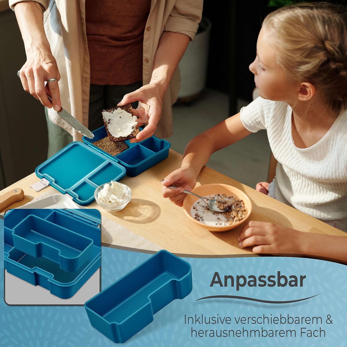 My Vesperbox – Jin - Bento Box Children - Lunchbox - extremely durable – Lunchbox – ideal for kindergarten and school (Petrol)
